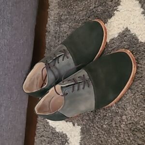 Heutchy two tone gray black leather and suede oxford shoes sz 7.5
